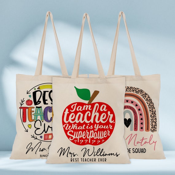 Letter Printed Casual Canvas Shopping Bag/tote Bag, Teacher Tote Bag