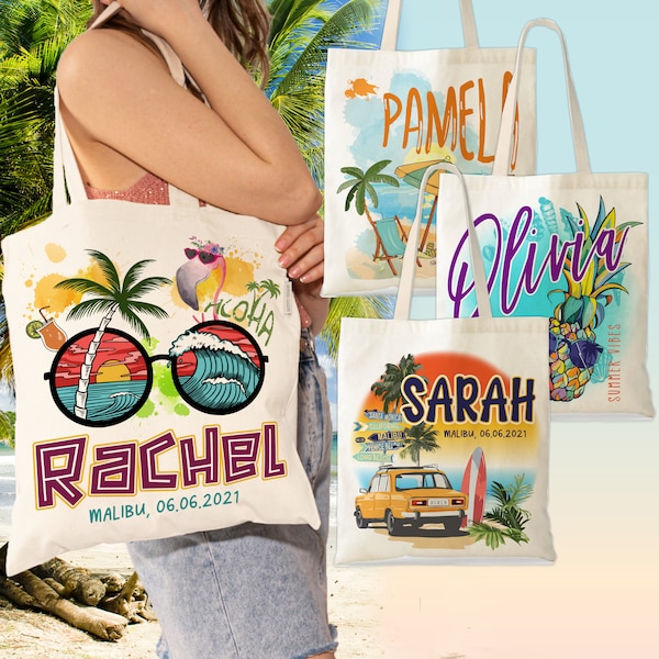 Girls Trip Bags | Custom Beach Bachelorette Party Bag | Girls Weekend Tote Bag | Welcome Gifts | Hawaii Getaway Birthday Gifts for Woman