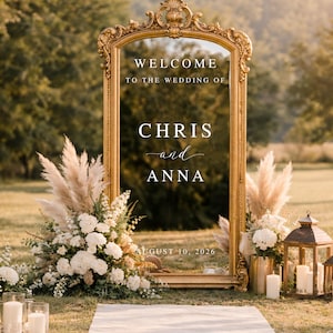 Welcome Wedding Sign, Vinyl Mirror Decal, Custom Wedding Decor, Welcome Engagement Party Mirror Decal for Wedding, Reception Welcome Sign image 4