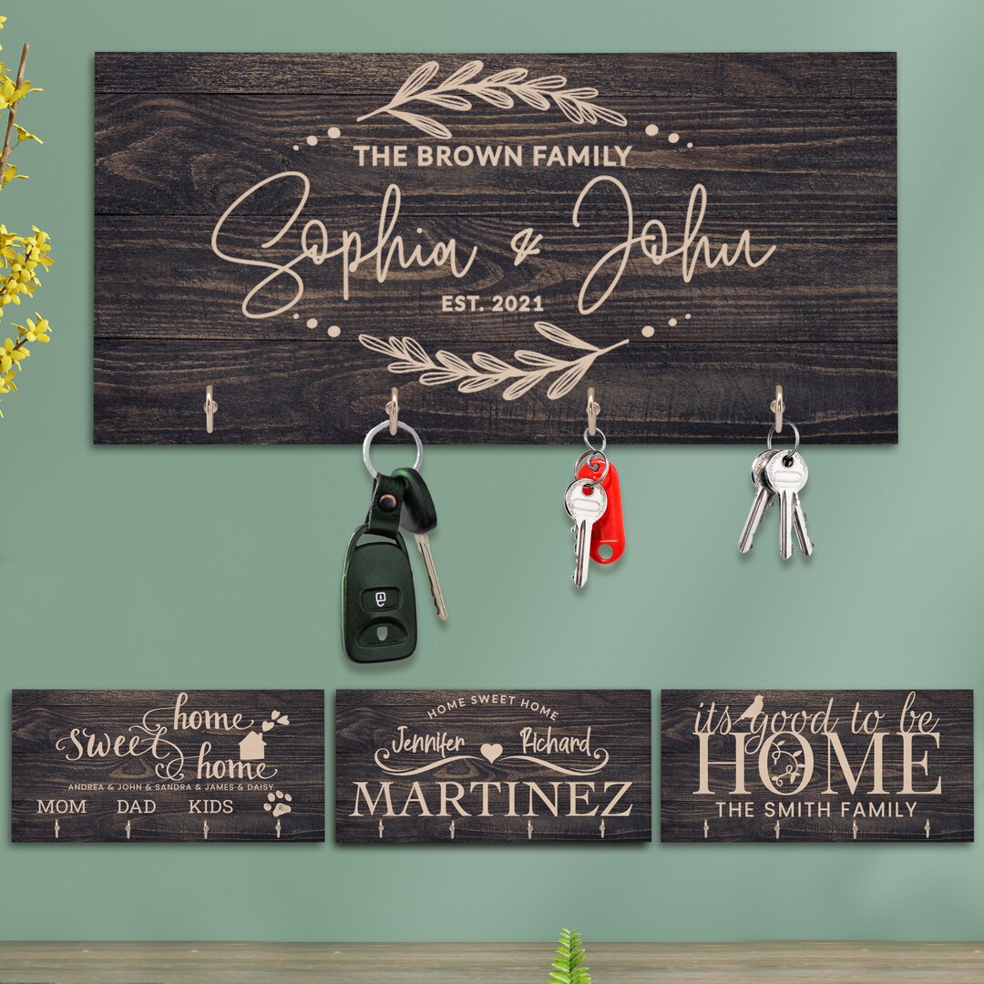 Personalized Wood Key Hanger for Wall New Home Décor Gift for Etsy
