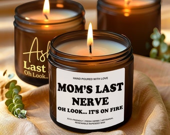 Mom's Last Nerve Candle for Mothers Day Gift for Mom from Daughter Son | Custom Name Candle for Birthday Gifts for BFF | Funny Gifts for Mom