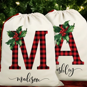 Custom Large Santa Sack Bags, Custom Christmas Gift Bag, Christmas Eve Box, Personalized Christmas Gift Sack for Christmas, Holiday Gift Bag