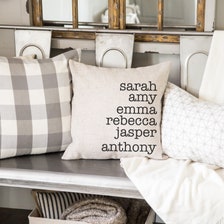 Personalized Family Name Throw Pillow Case | Customize with Names Housewarming Cover Gift | 18X18 Covers Gifts