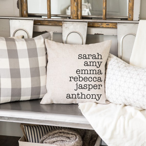 Personalized Family Name Throw Pillow Case, Housewarming Gift