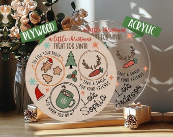 Christmas Tray, Custom Serving Tray for Christmas, Customized Christmas Wooden Serving Tray Decor, Personalized Santa Cookie and Milk Plate