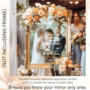 Welcome Wedding Sign, Vinyl Mirror Decal, Custom Wedding Decor, Welcome Engagement Party Mirror Decal for Wedding, Reception Welcome Sign image 12