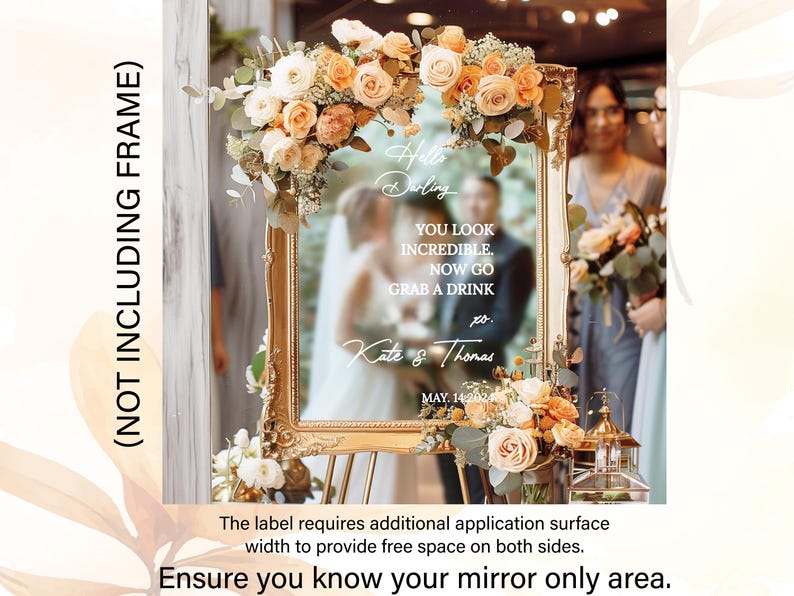 Welcome Wedding Sign, Vinyl Mirror Decal, Custom Wedding Decor, Welcome Engagement Party Mirror Decal for Wedding, Reception Welcome Sign image 12