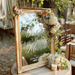 Welcome Wedding Sign, Vinyl Mirror Decal, Custom Wedding Decor, Welcome Engagement Party Mirror Decal for Wedding, Reception Welcome Sign image 9