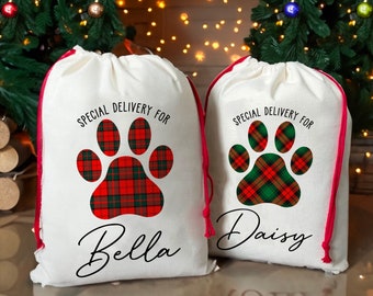 Personalized Christmas Gift Sack for Christmas, Custom Large Santa Sack Bags, Custom Pet Gift Bags Christmas Gift Bags for Christmas Eve Box