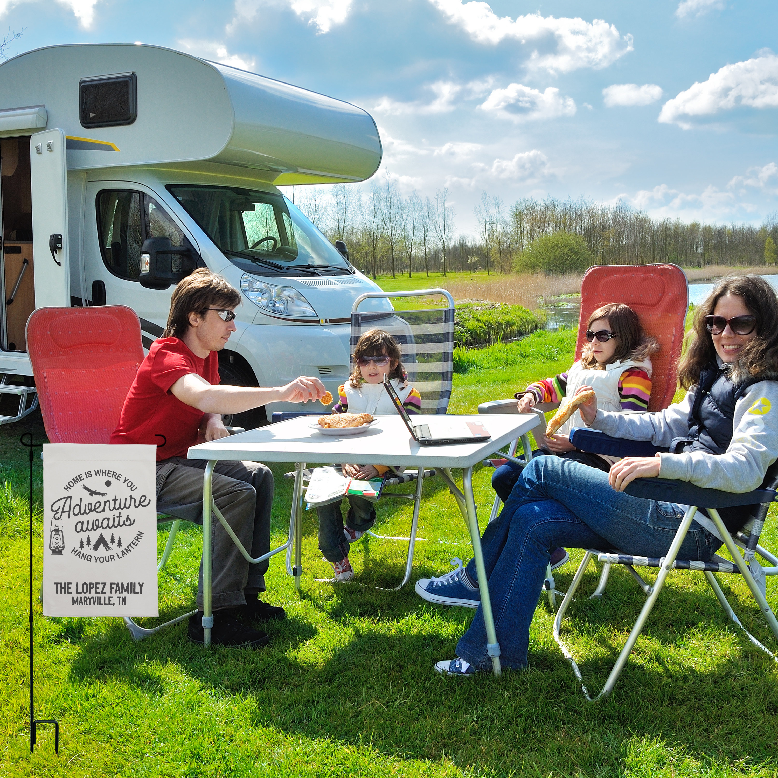 Custom Camping Flag Personalized Halloween Family Name Metal Sign