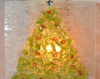 ETSY BEST SELLER NL117 Crushed Sea Glass Christmas Tree Night Light Nightlight