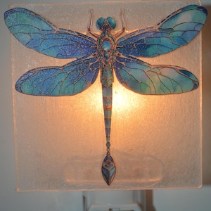 Lámpara de noche Art Deco Blue Dragonfly, el más vendido de Etsy
