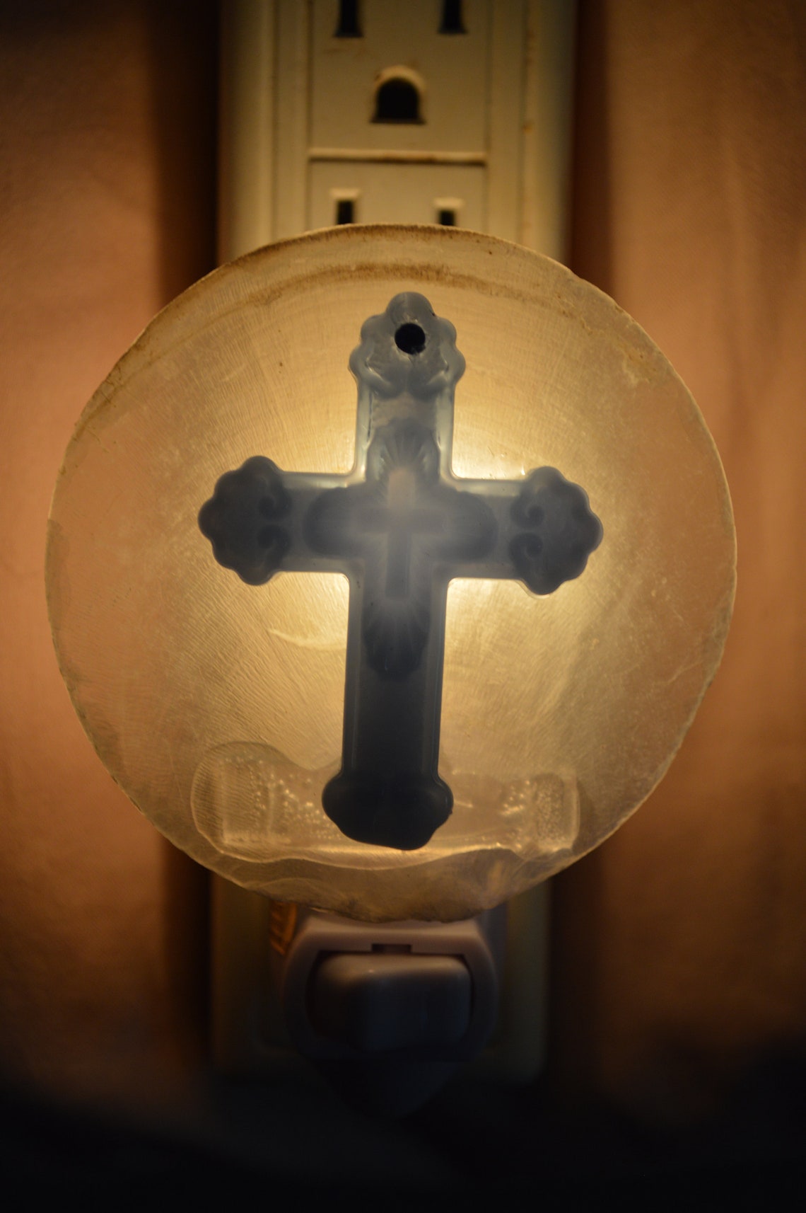 Religious Spiritual Stone Cross Night Light Nightlight Etsy