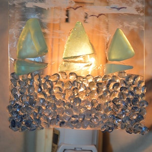 ETSY BEST SELLER NL111 Coastal Seaglass Sailing Summer Winds Sailboat  Beach Glass Night Light Nightlight