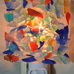 ETSY BEST SELLER NL110 Coastal Multi Colored Rainbow Seaglass Sea glass Beach Glass Night Light Nightlight