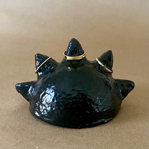 Noir Sunburst Paper Pulp Paper Mache Sculpture or Ring Holder