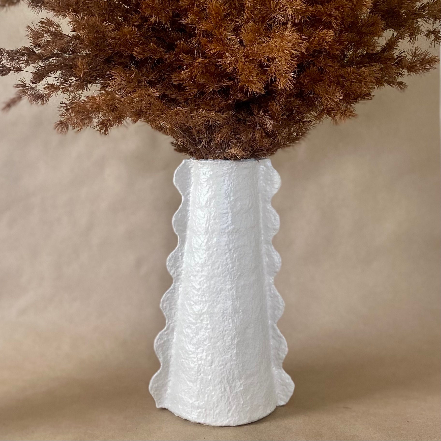 Scalloped Paper Pulp Paper Mache Vase - Etsy
