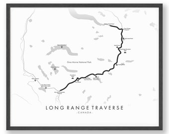 Carte de la trajectoire à longue portée | Affiche longue portée du sentier Traverse | Randonnée au Canada | Cartes des sentiers | Art mural unique | Revivez vos aventures