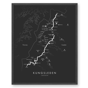 Kungsleden Trail Kaart | Kungsleden Wandelposter | King's Trail Sweden Kaart | Routekaart Kunst | Herbeleef je avonturen