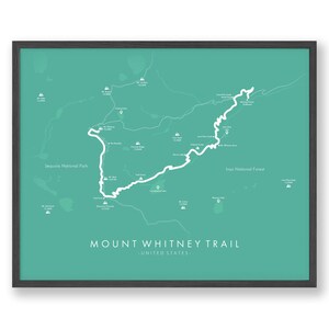 Mount Whitney Trail Map Mount Whitney Trail Poster Hiking USA