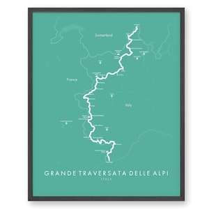 Grande Traversata Delle Alpi (Extended) Kaart | Extended - Grande Traversata Delle Alpi Routekaart | Wandelen Italië | Trail Kaart Kunst