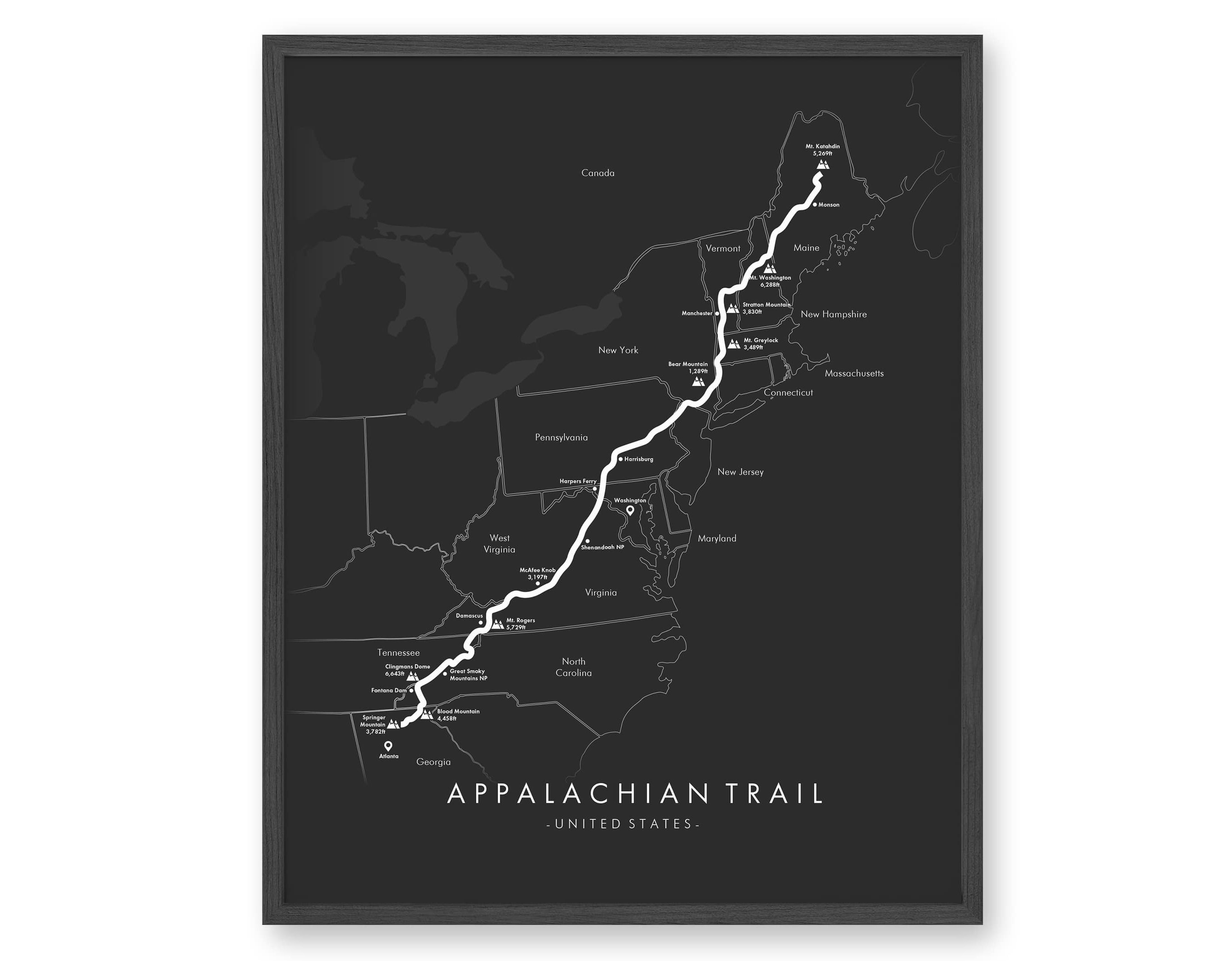 Appalachian Trail Map Appalachian Hiking Trail Poster AT - Etsy