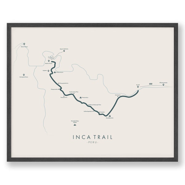 Inca Trail Map | Inca Trail Poster |  Machu Picchu Poster | Relive your adventures | Trail Map Art