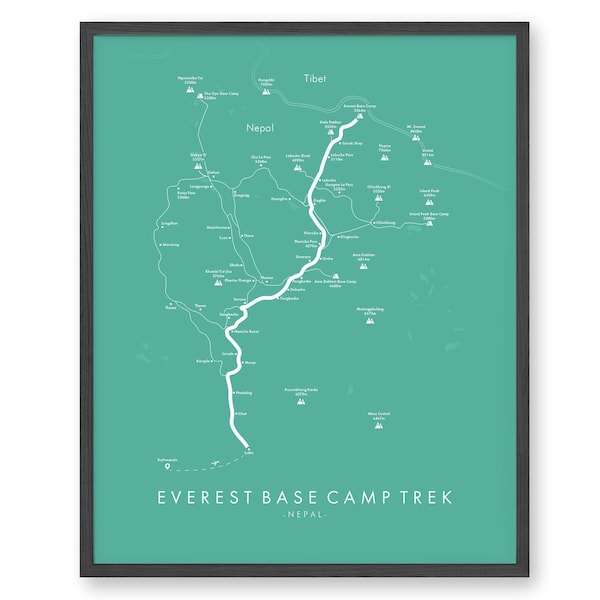 Everest Base Camp Trek Poster | Everest Base Camp Trek Map | Himalayas Hiking | Nepal | Relive your Adventures | Trail Map Art