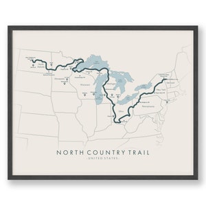Carte des sentiers du comté du Nord | Carte du sentier panoramique panoramique North Country | Affiche de la carte des sentiers NCT | Carte des sentiers Art | Revivez vos aventures