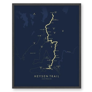 Carte des sentiers Heysen | Affiche de randonnée sur le sentier Heysen | Hiking Australia Trail Map Art | Revivez vos aventures