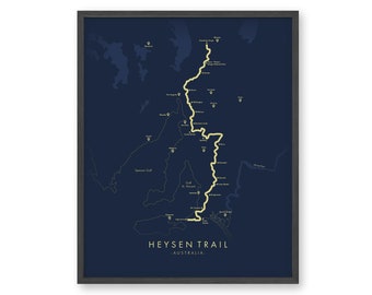 Carte des sentiers du Heysen | affiche de randonnée sur le sentier du Heysen | Carte des sentiers de randonnée australienne | Revivez vos aventures