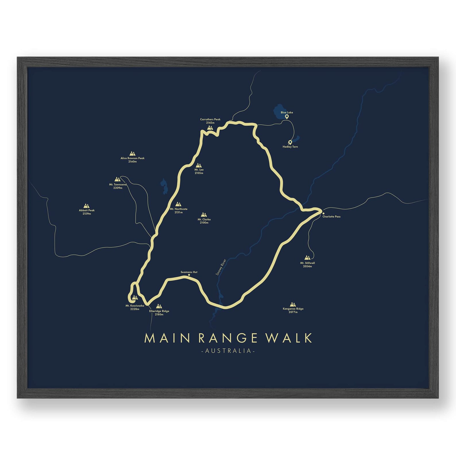 Main Range Walk Map | Main Range Walk Poster | Kosciuszko National Park ...