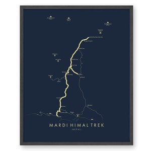 Mardi Himal Trail Map | Mardi Himal Trail Poster | Nepal Wanderposter | Wanderkarte Kunst | Erleben Sie Ihre Abenteuer