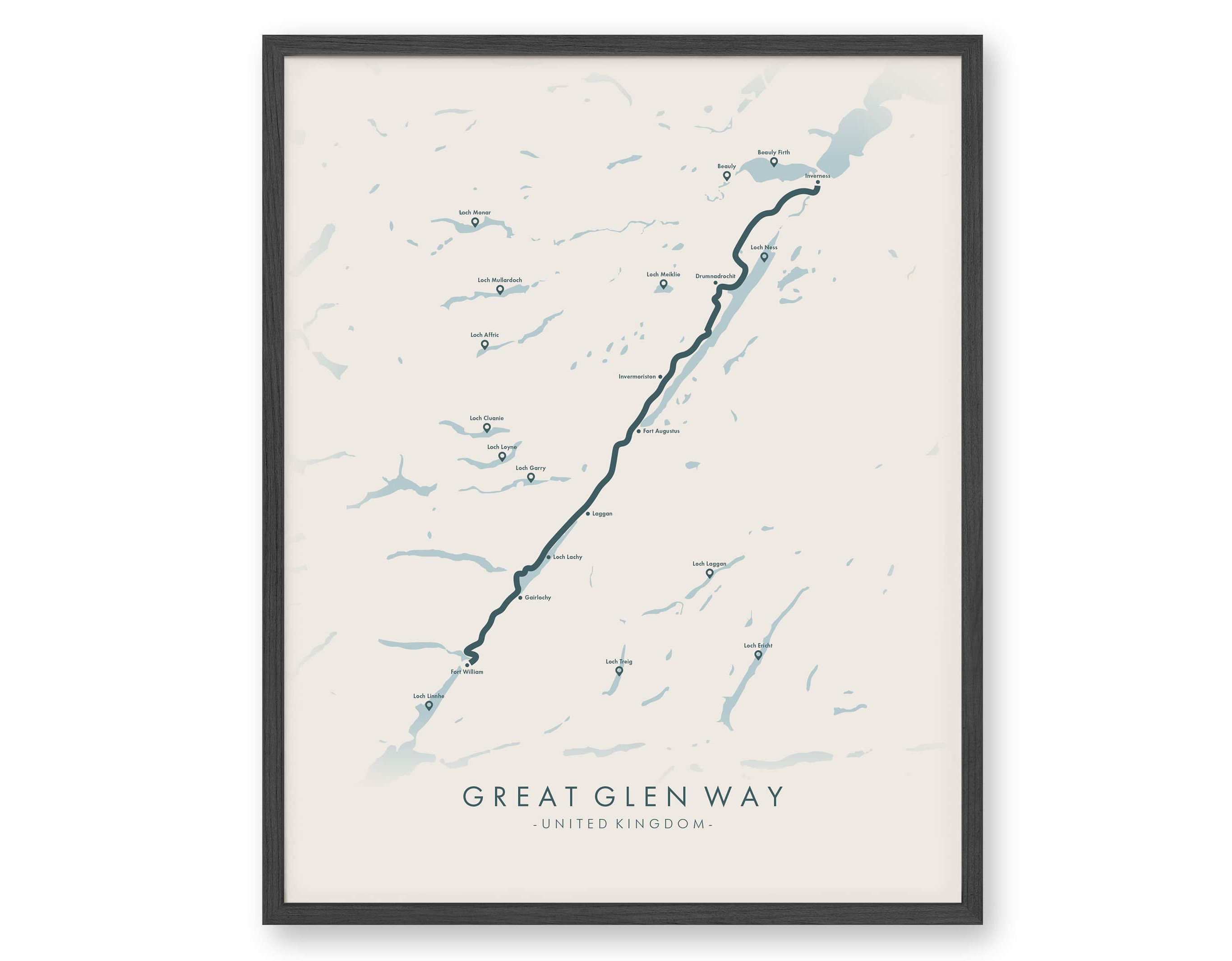 Great Glen Way Trail Map Great Glen Way Hiking Poster - Etsy