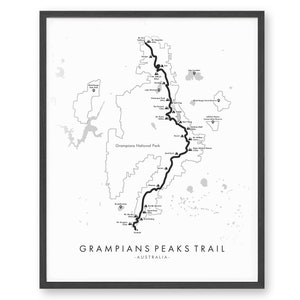 Affiche du sentier Grampians Peaks | Carte des sentiers Grampians Peaks | | de randonnée en Australie Revivez vos aventures | Art de la carte des sentiers