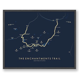 The Enchantments Trail Map / The Enchantments Trail Poster / Alpine Lakes Wilderness Hiking / Trail Map Art / Revive tus aventuras