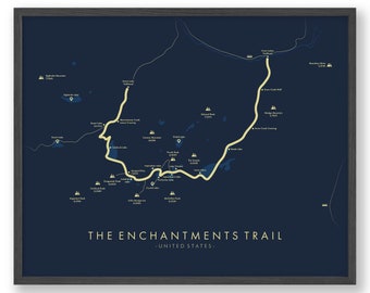 Verzauberungen Wanderkarte | Verzauberungen Poster | Alpenseen Wildnis Wandern | Landkarte Kunst | Erlebe deine Abenteuer noch einmal