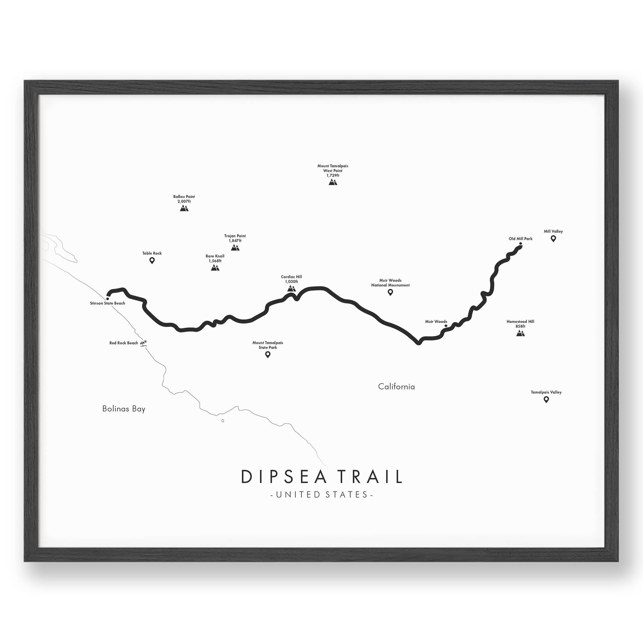 Dipsea Trail Map Dipsea Trail Poster Explore California Etsy