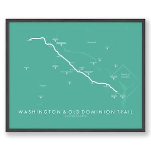 Washington en Old Dominion Trail Poster | Washington and Old Dominion Trail Kaart | Herbeleef je avonturen | Routekaart Art