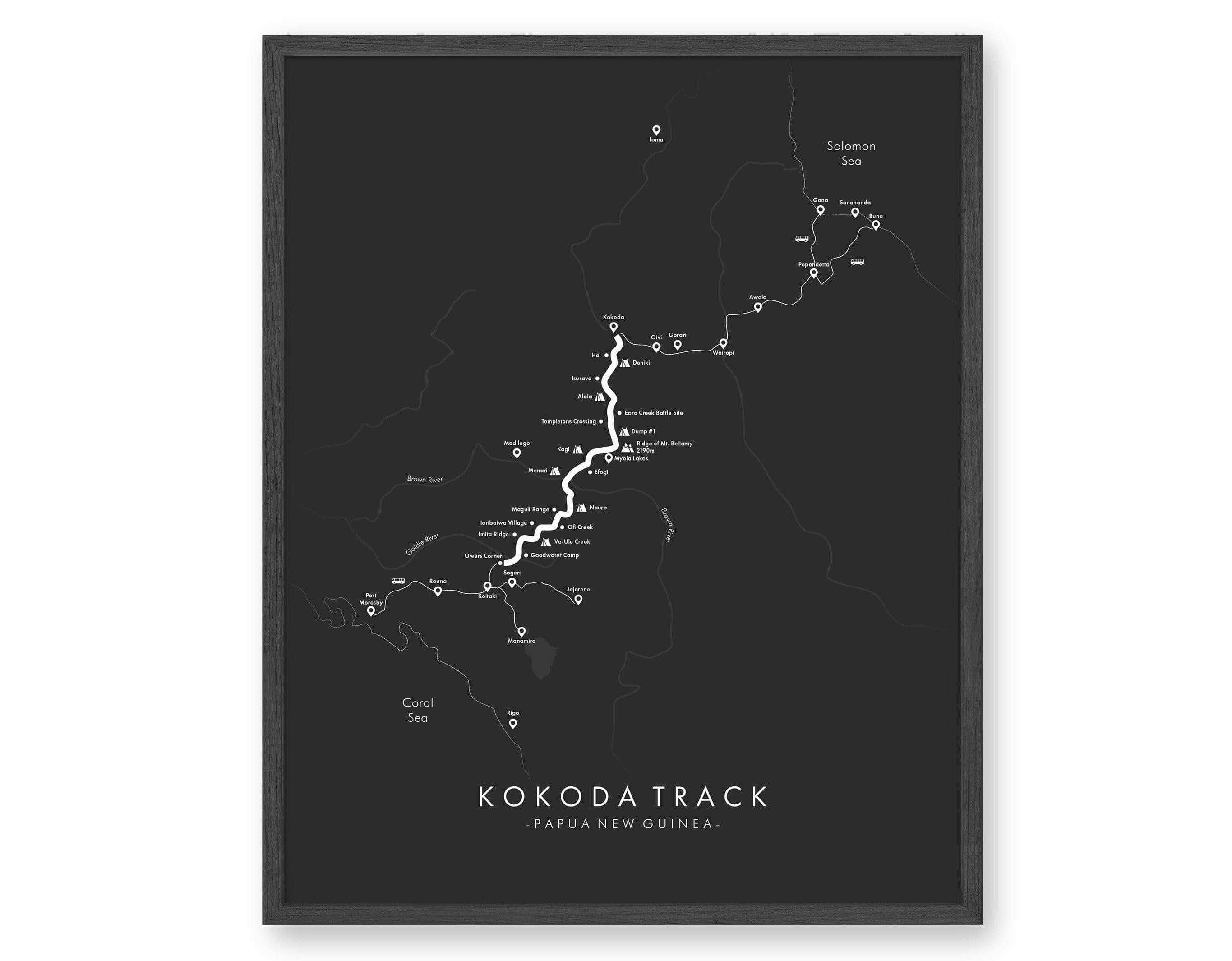 Kokoda Track Map | Kokoda Trail Poster | Papua New Guinea Poster ...