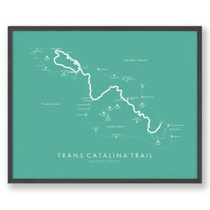 Carte des sentiers Trans Catalina | Affiche du sentier Trans-Catalina | USA Hiking Poster | Carte de randonnée de l’île | Carte des sentiers Art | Revivez vos aventures