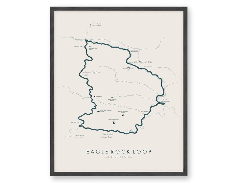 Eagle Rock Loop Trail Map Eagle Rock Loop Poster Ouachita Etsy
