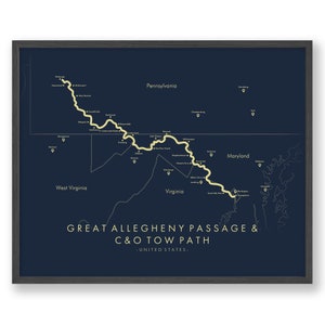 Great Allegheny Passage (GAP) and Chesapeake and Ohio (C&O) Canal Towpath Poster | Biking Wall Art | Relive your Adventures | Trail Map Art