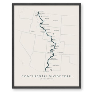 Mapa del sendero Continental Divide - Póster de la ruta de senderismo - Regalo increíble para excursionistas - Continental Divide Souvenir