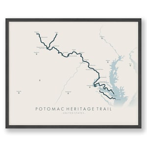 Carte du sentier patrimonial du Potomac | Potomac Heritage Trail Affiche | Affiche du Sentier panoramique national | Carte des sentiers Art | Revivez vos aventures