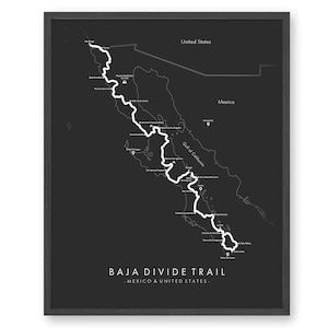 Baja Divide Trail Karte | Baja Divide Radweg Karte | Baja Divide Poster | Baja California Biken | Wanderkarte Kunst | Erlebe deine Abenteuer noch einmal