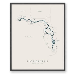 Florida Trail Kaart | Florida Trail Poster | USA National Scenic Trail | Routekaart Kunst | Herbeleef je avonturen