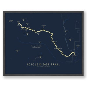 Carte du sentier Icicle Ridge | Affiche du sentier Icicle Ridge | États-Unis Randonnée | Carte des sentiers Art | Revivez vos aventures