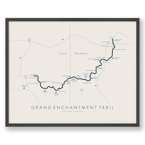 Carte du Grand Enchantment Trail | Carte des sentiers de randonnée GET | GET Poster | Grand Enchantement | Carte des sentiers Art | Revivez vos aventures