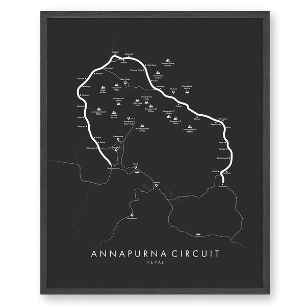 Annapurna Circuit Poster | Annapurna Trail Map |  Annapurna Wall Art | Nepal Hiking | Himalayas | Relive your Adventures | Trail Map Art